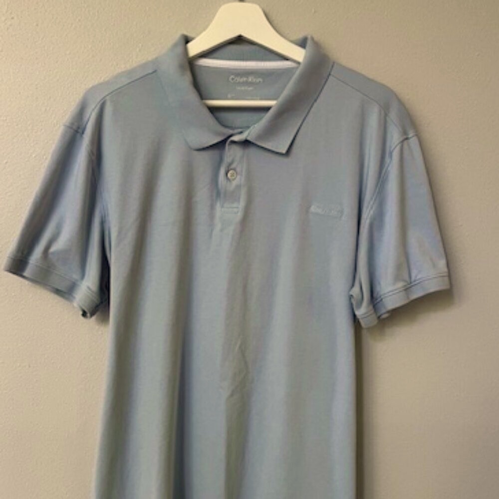 Calvin Klein Mens Polo - Light Blue XL
